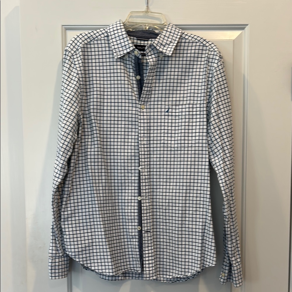 Nautica Men's Blue Checkered Shirt